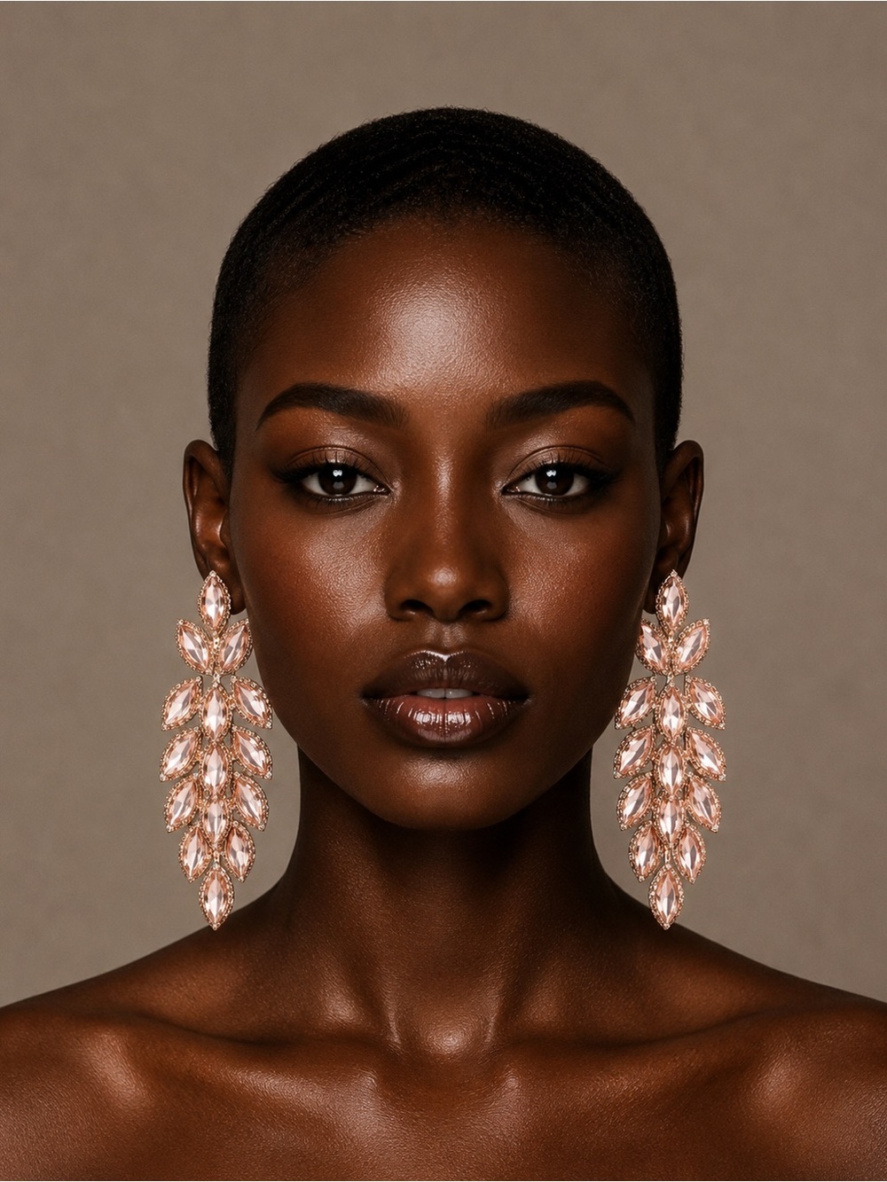 New! Elegant champagne Leaf Drop Earrings